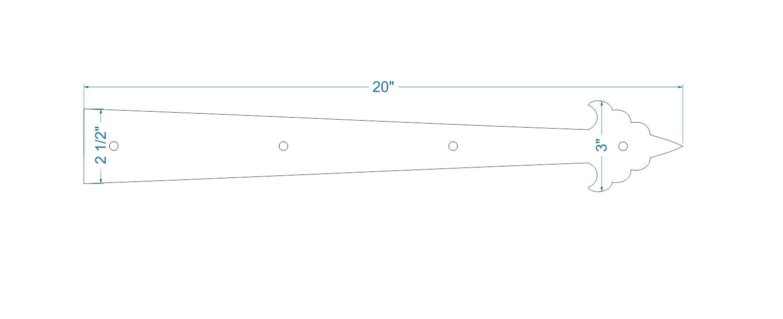 Sangle de charnière en faux fer américain ancien