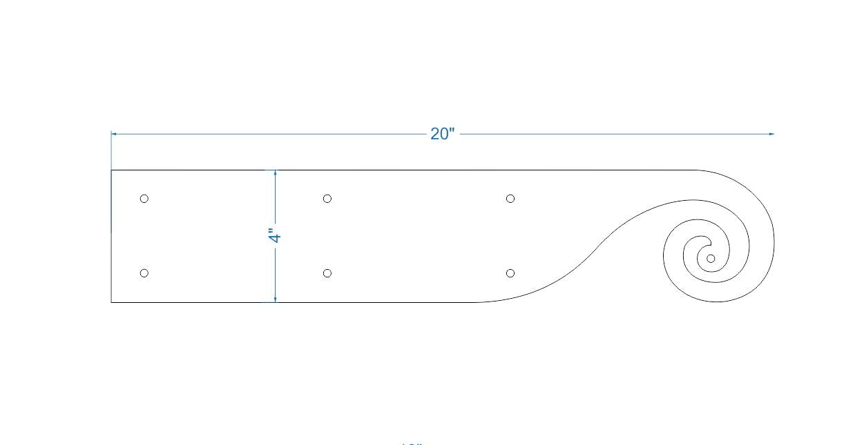 Greek Ionic Iron Garage Door Dummy Hinge Strap