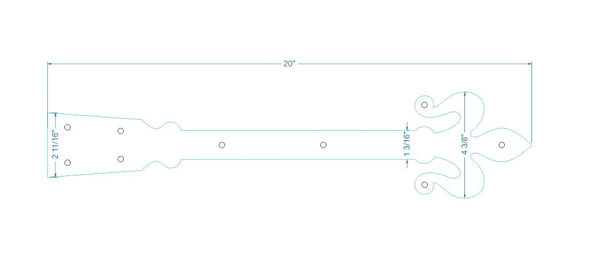 Florence Fleur De Lis Iron Garage Door Dummy Hinge Strap