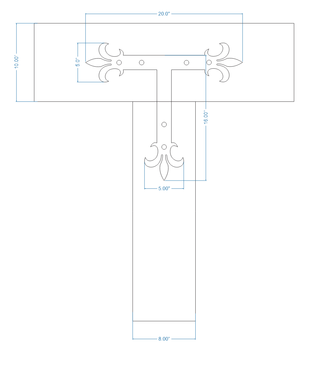 Egyptian Fleur De Lis Iron T Face Plate