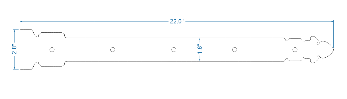 Spanish Cathedral Wrought Iron Faux Hinge Strap