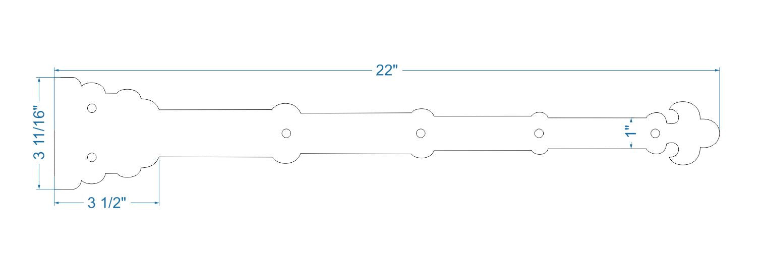 Moorish Revival Wrought Iron Garage Door Dummy Hinge Strap