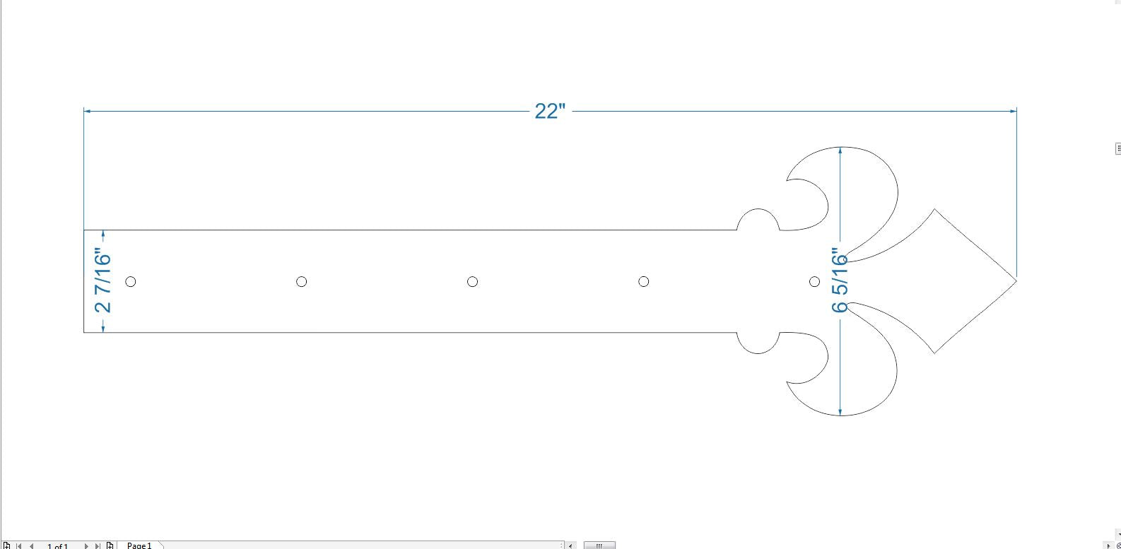 Dunmow Crest Fleur De Lis Iron Faux Bisagra Correa