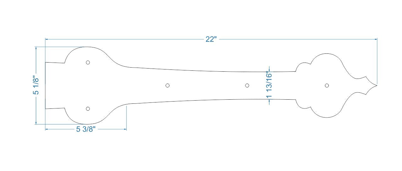 French Country Revival Iron Garage Door Dummy Hinge Strap