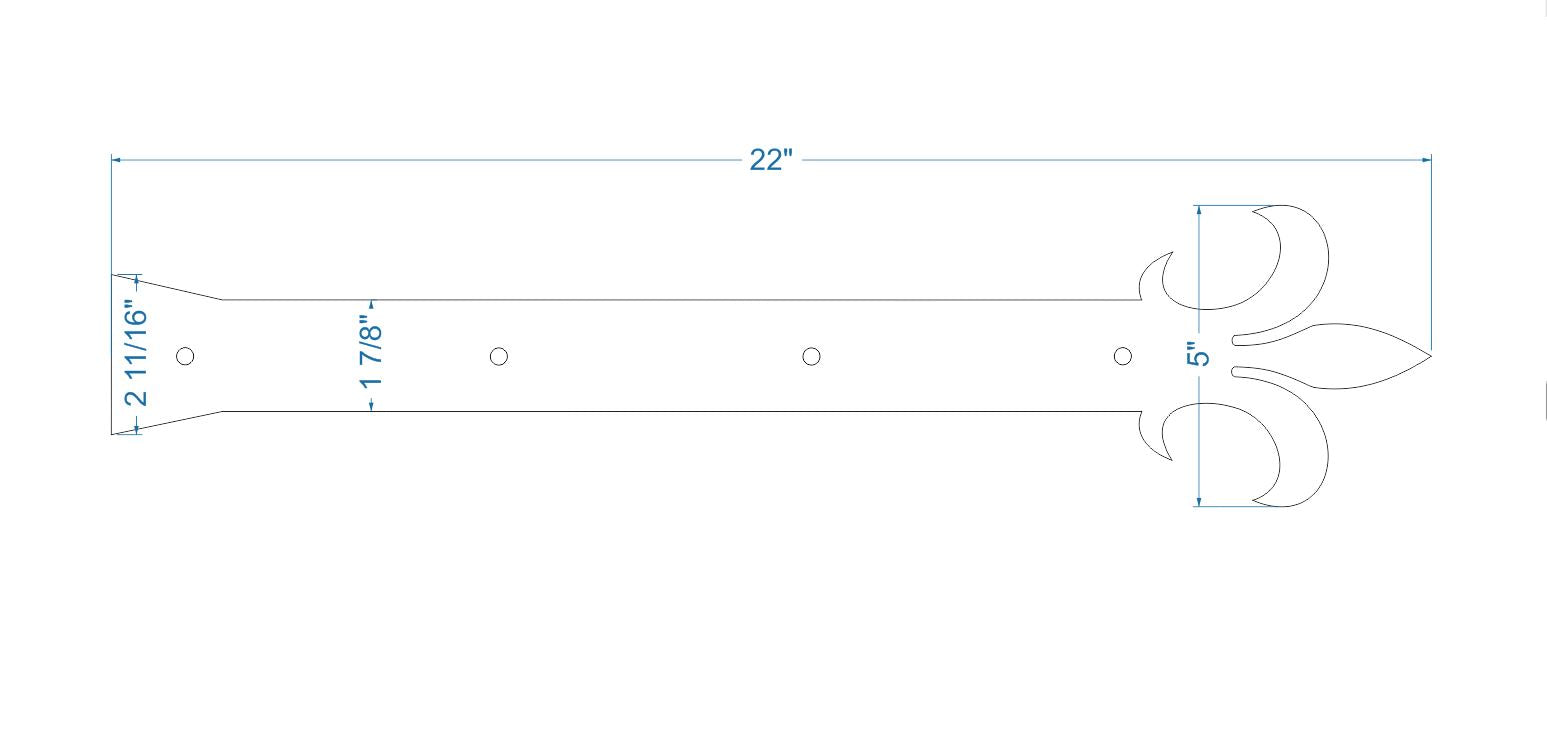 Egyptian Fleur De Lis Iron Garage Door Dummy Hinge Strap