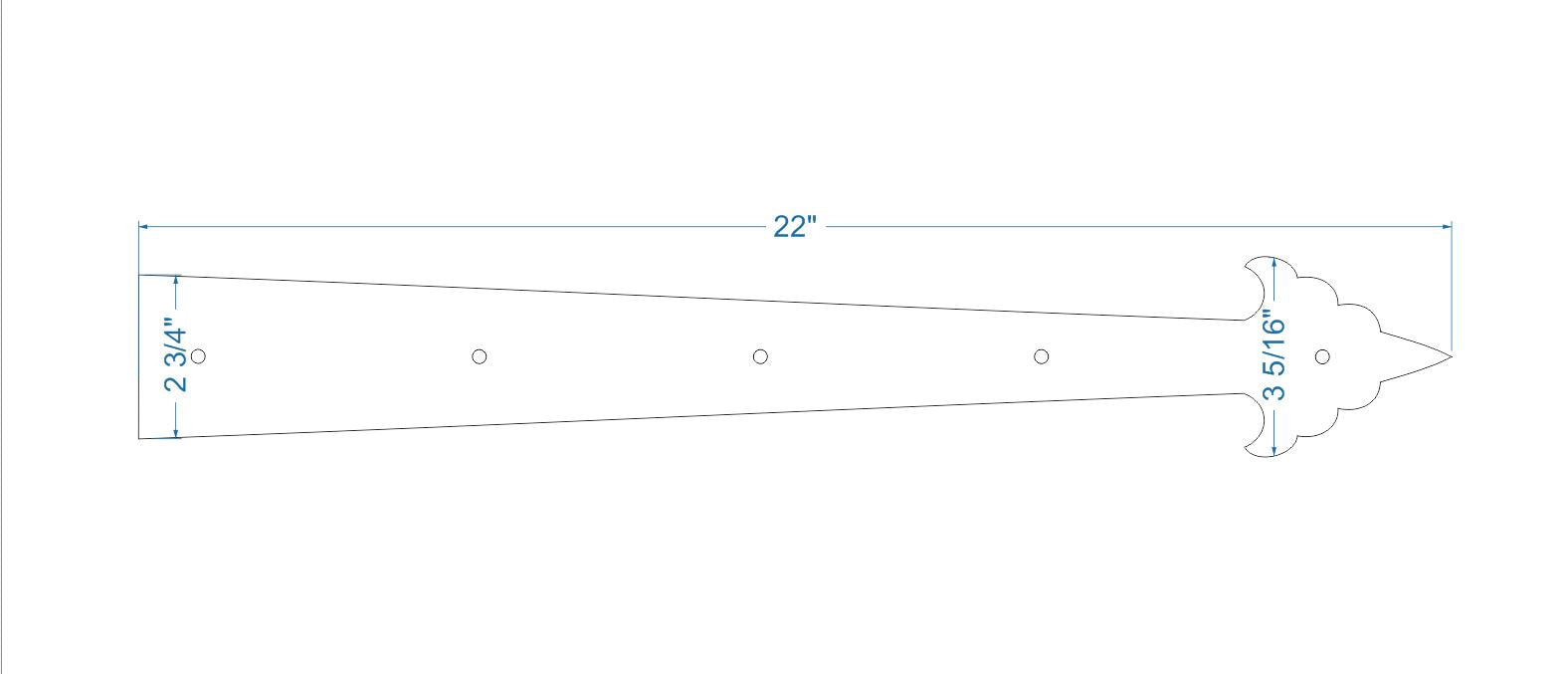 Sangle de charnière en faux fer américain ancien