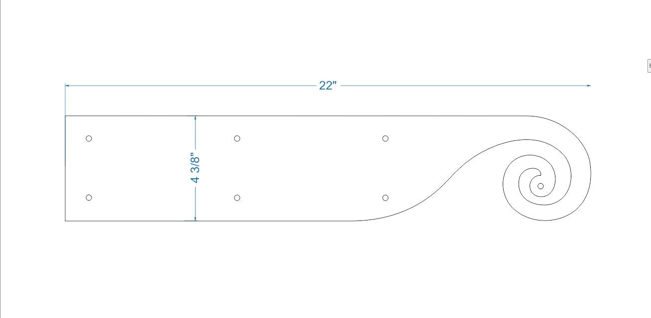 Greek Ionic Iron Garage Door Dummy Hinge Strap