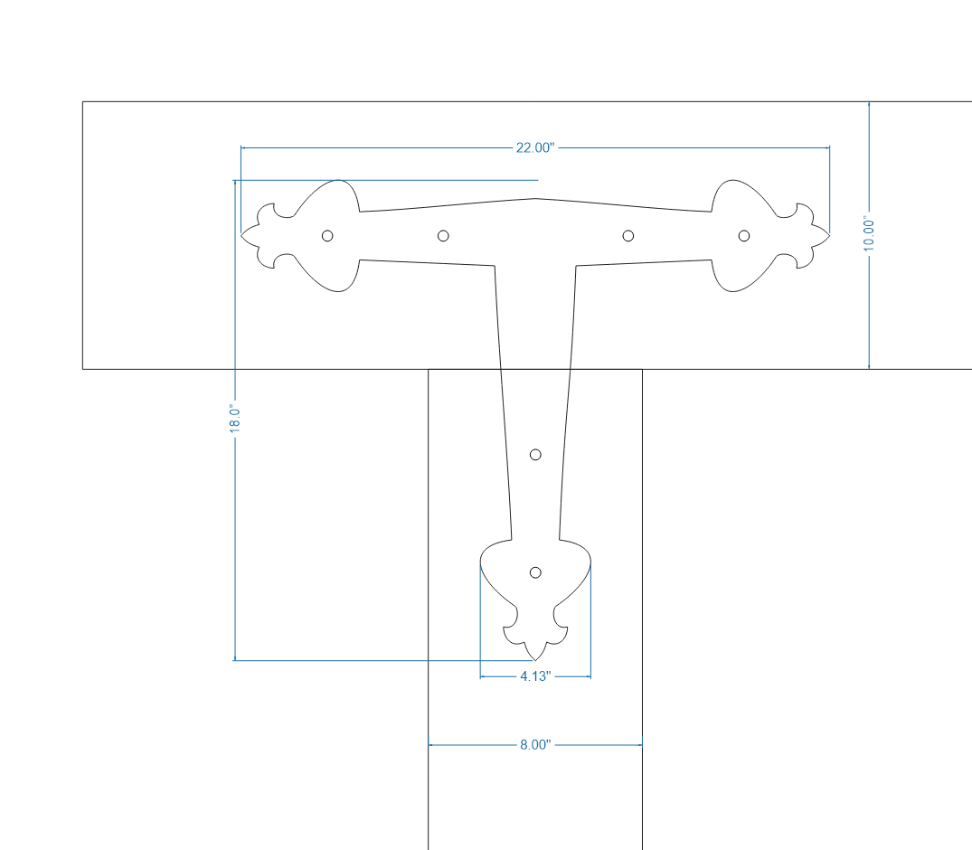 Art Nouveau Iron T Face Plate Brackets & Reinforcement Braces T-Plate