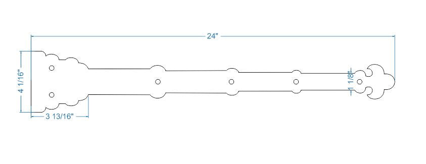 Moorish Revival Wrought Iron Garage Door Dummy Hinge Strap