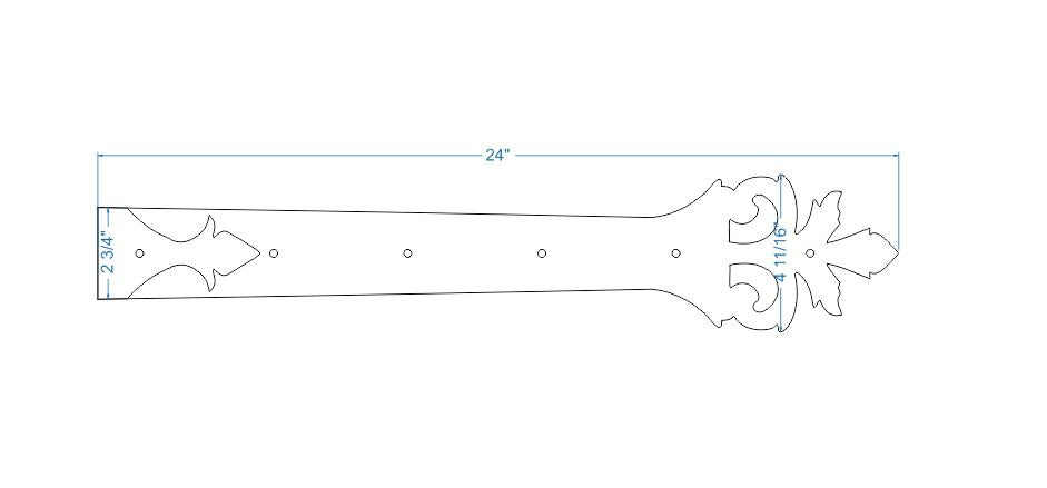 Roman Acanthus Wrought Iron Functioning Hinge Strap
