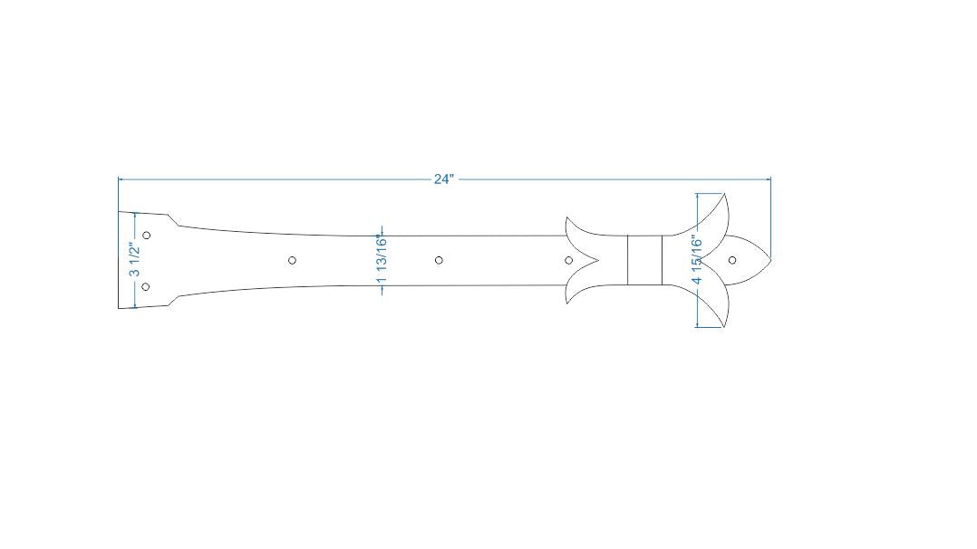Sangle de charnière babylonienne fleur de lys en fer faux