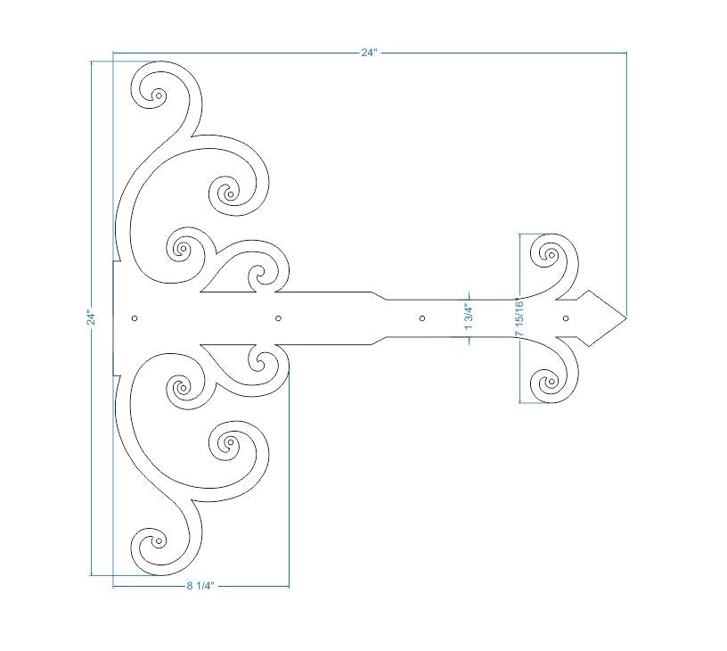 Sangle de charnière en faux fer Châteauesque