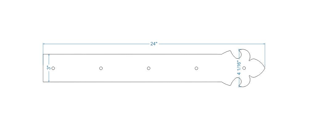 British Fleur De Lis Iron Faux Hinge Strap