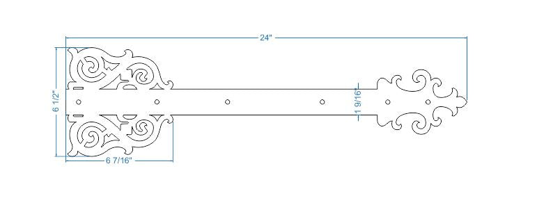 Sangle de charnière gothique en fer cathédrale gothique