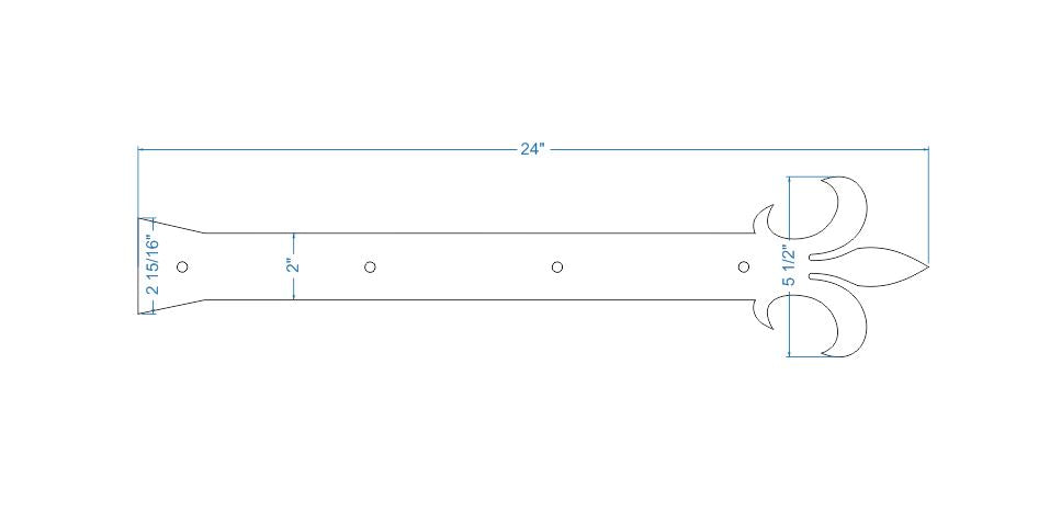 Egyptian Fleur De Lis Iron Garage Door Dummy Hinge Strap