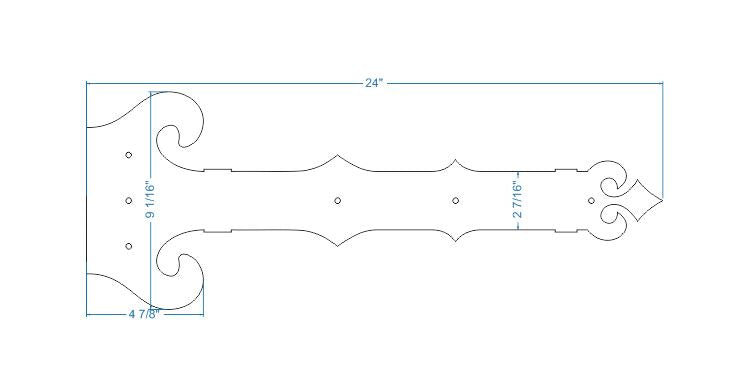 Baroque Iron Garage Door Dummy Hinge Strap