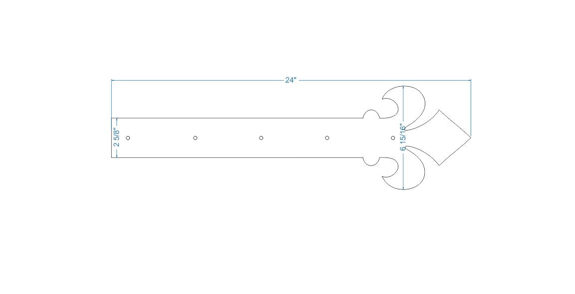 Dunmow Crest Fleur De Lis Iron Faux Bisagra Correa
