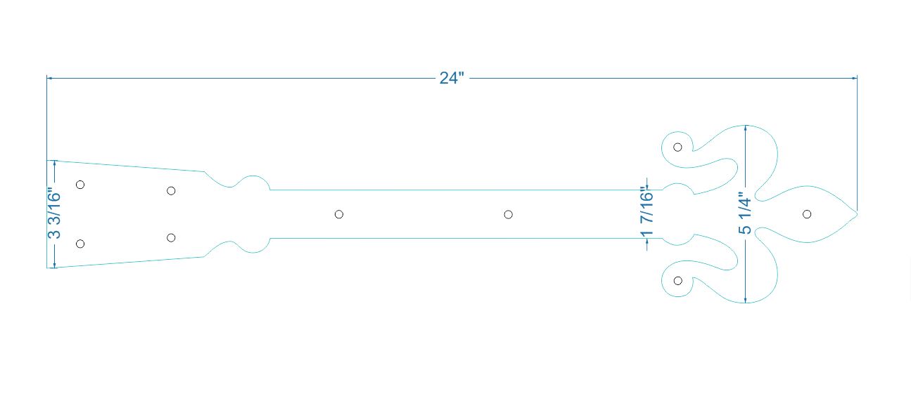 Florence Fleur De Lis Iron Garage Door Dummy Hinge Strap