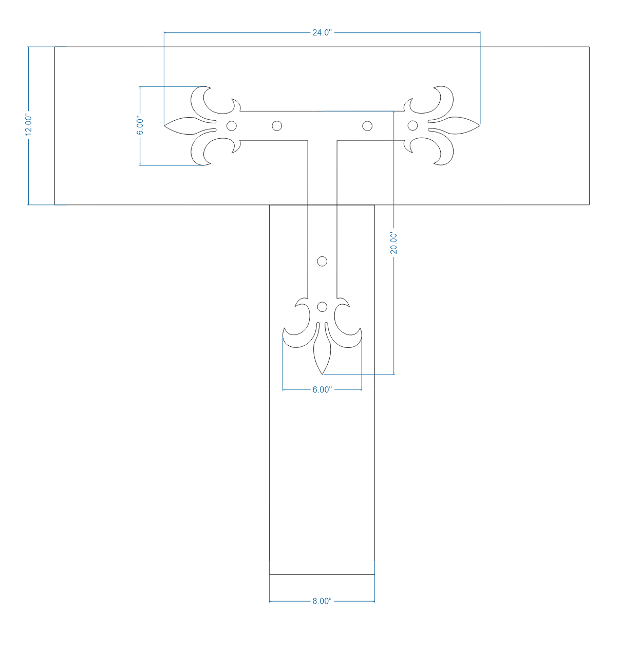 Egyptian Fleur De Lis Iron T Face Plate