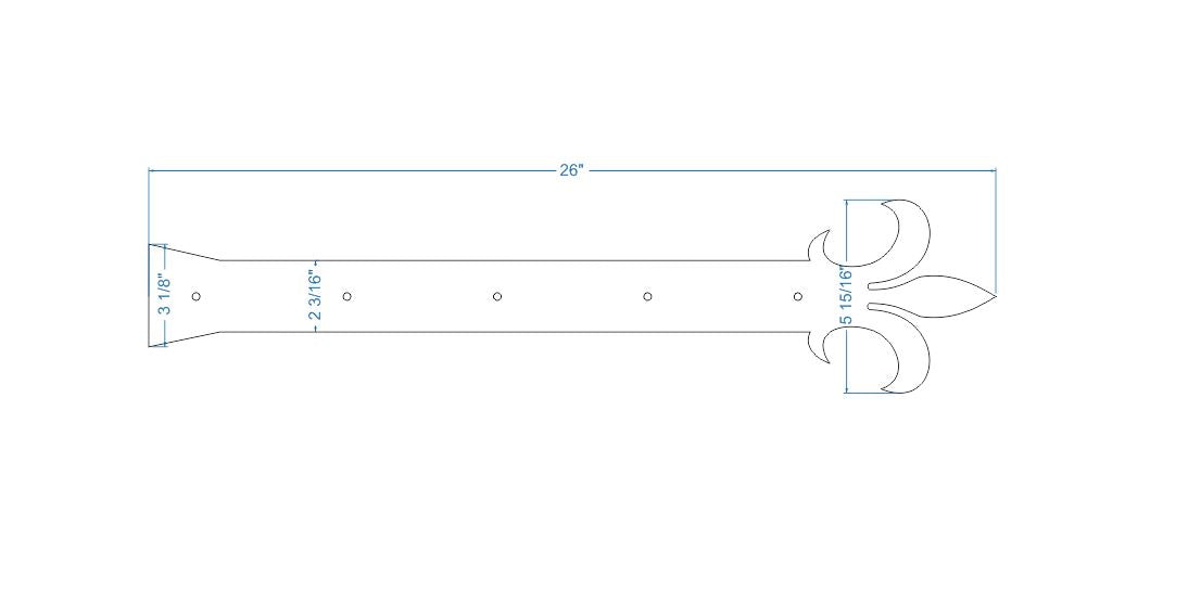 Egyptian Fleur De Lis Iron Garage Door Dummy Hinge Strap