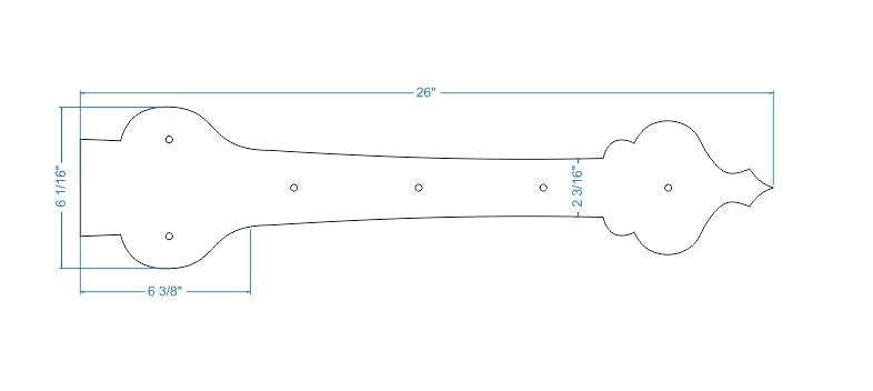 French Country Revival Iron Garage Door Dummy Hinge Strap