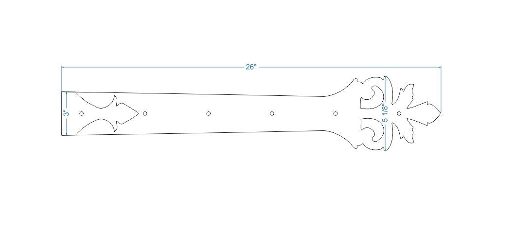 Roman Acanthus Wrought Iron Functioning Hinge Strap