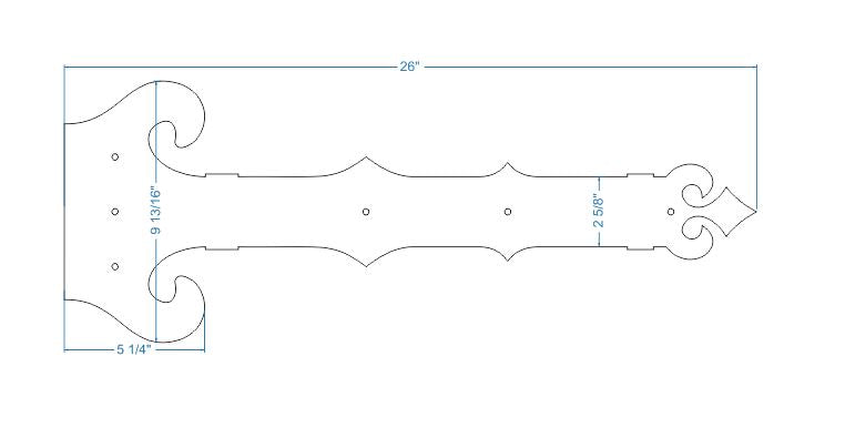 Baroque Iron Garage Door Dummy Hinge Strap