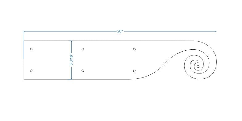 Greek Ionic Iron Garage Door Dummy Hinge Strap