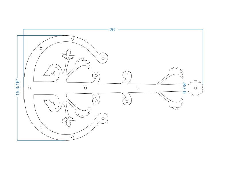 German Castle Iron Garage Door Dummy Hinge Strap