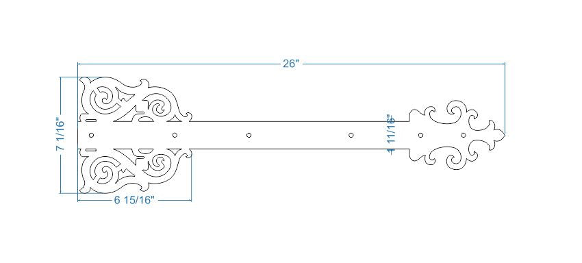 Sangle de charnière gothique en fer cathédrale gothique
