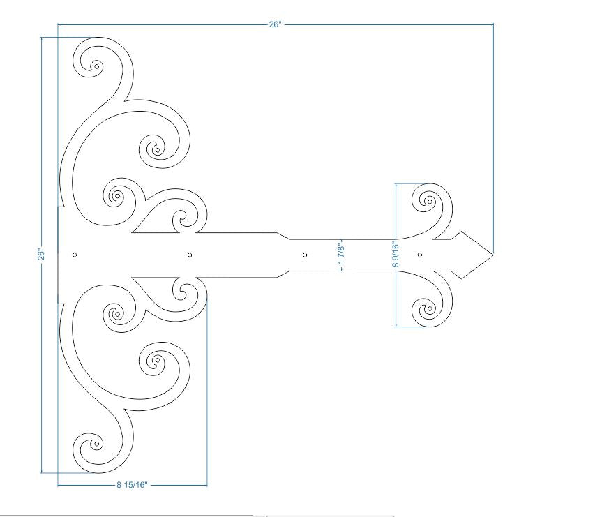 Sangle de charnière en faux fer Châteauesque
