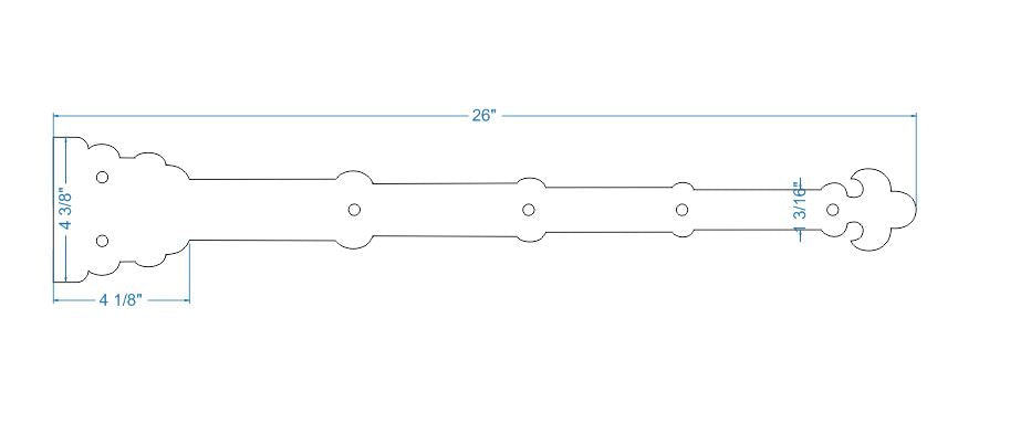 Moorish Revival Wrought Iron Garage Door Dummy Hinge Strap