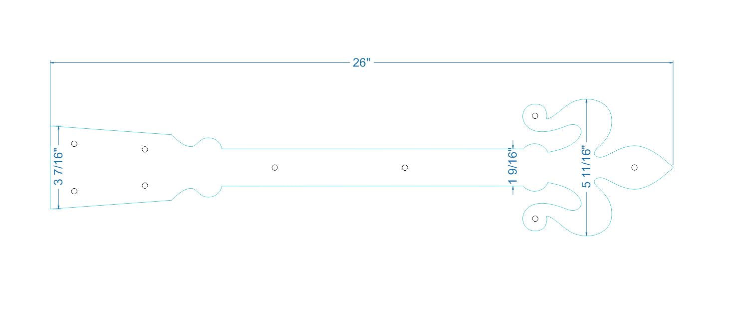 Florence Fleur De Lis Iron Garage Door Dummy Hinge Strap