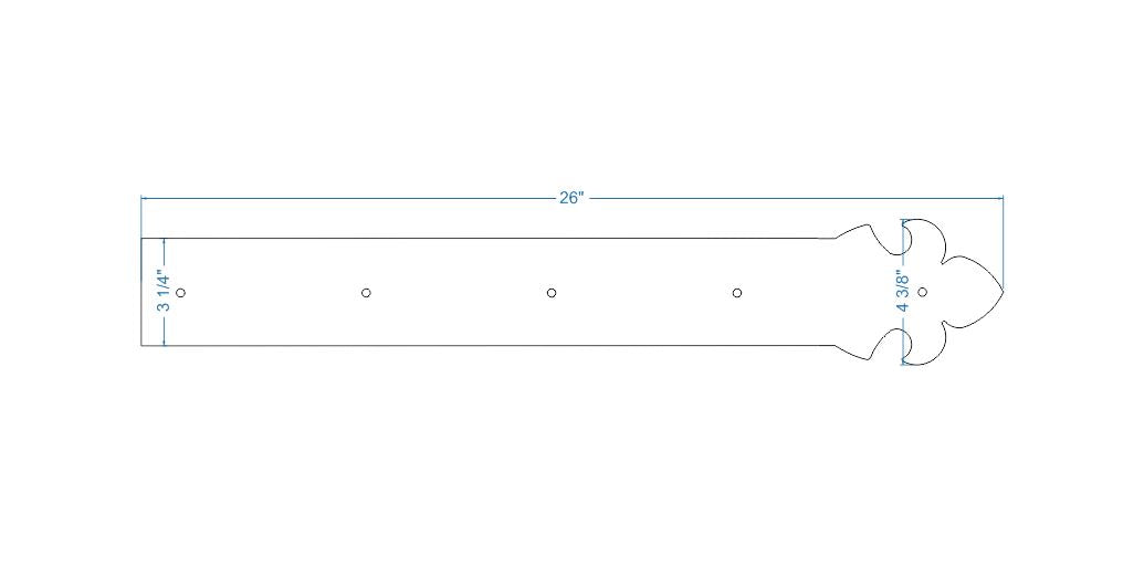 British Fleur De Lis Iron Faux Hinge Strap