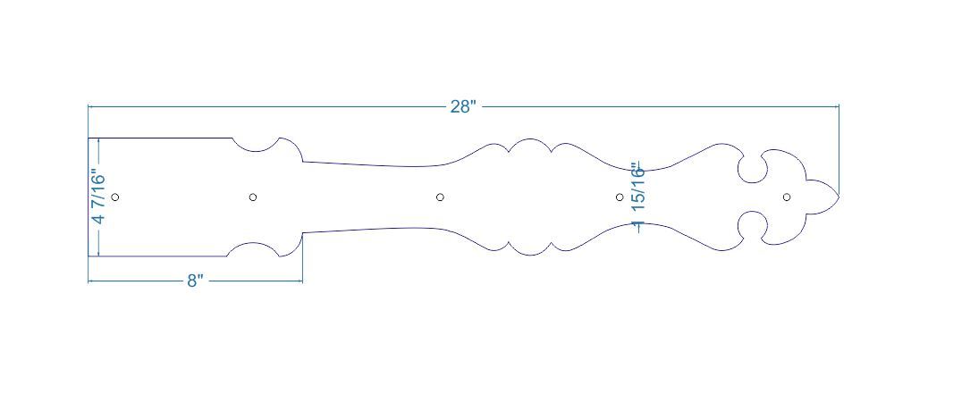 Barcelona Iron Garage Door Dummy Hinge Strap