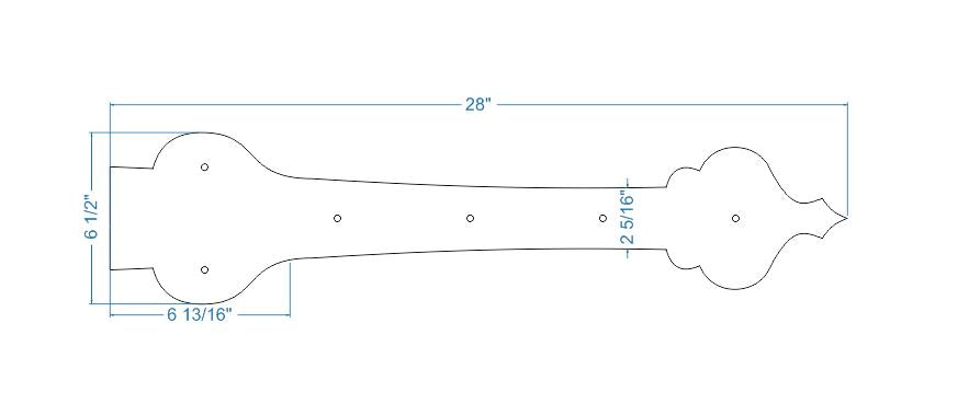 French Country Revival Iron Garage Door Dummy Hinge Strap