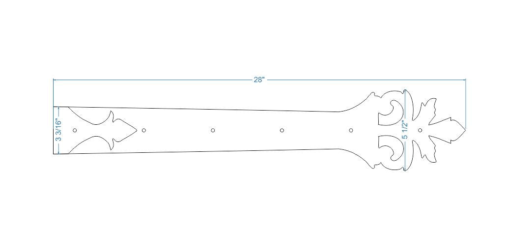 Roman Acanthus Wrought Iron Functioning Hinge Strap