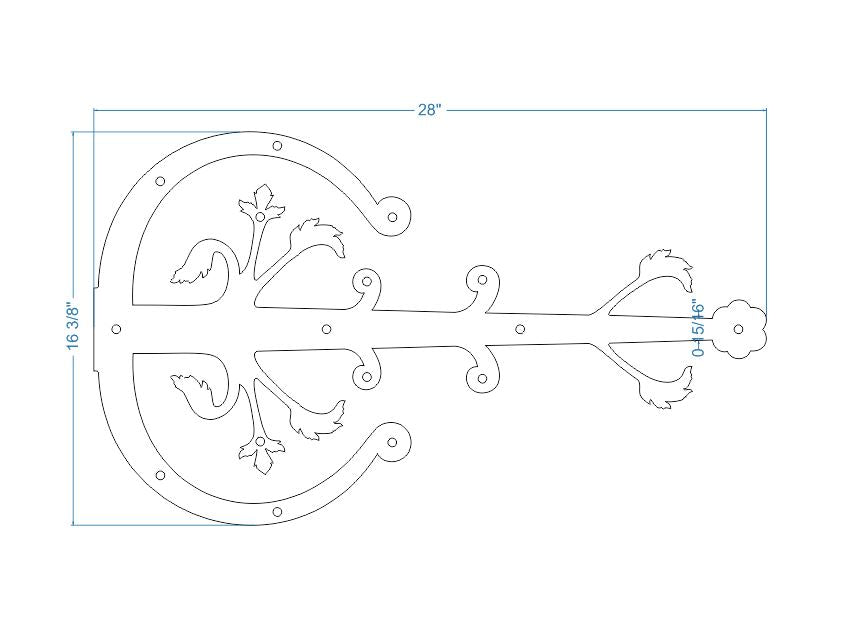 German Castle Iron Garage Door Dummy Hinge Strap