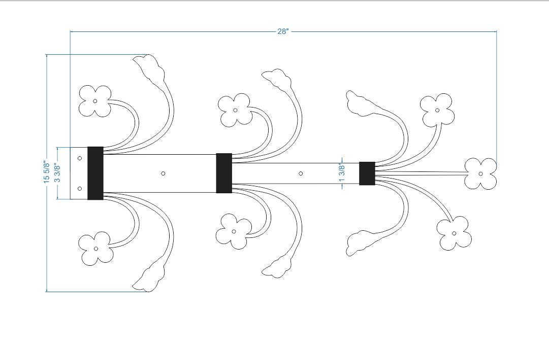14th Century Wrought Iron Garage Door Dummy Hinge Strap