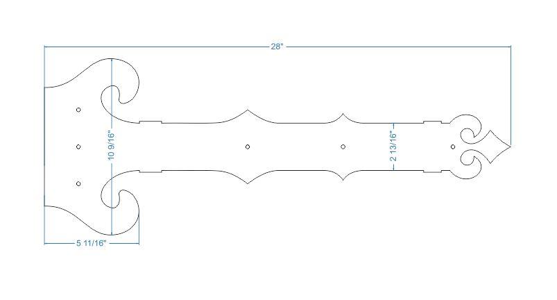 Baroque Iron Garage Door Dummy Hinge Strap