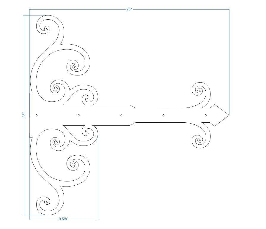 Sangle de charnière en faux fer Châteauesque