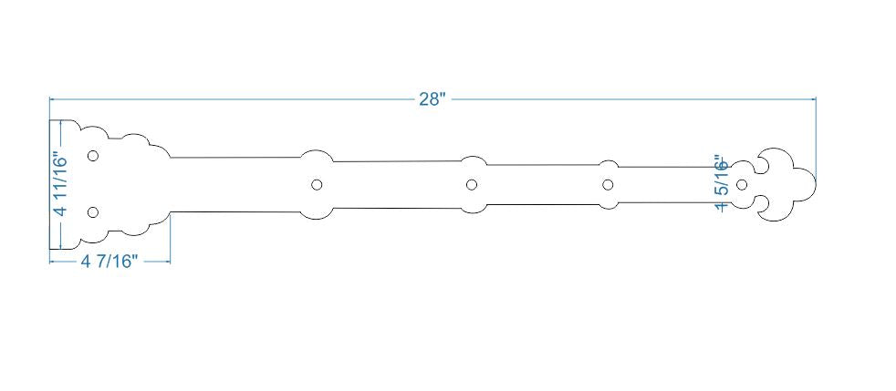 Moorish Revival Wrought Iron Garage Door Dummy Hinge Strap