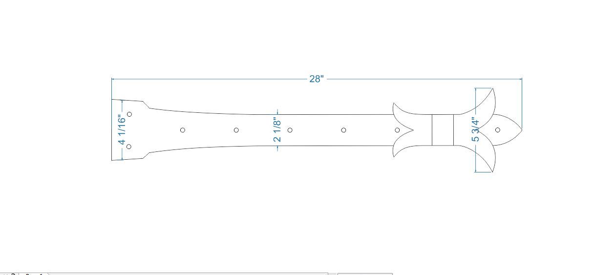 Sangle de charnière babylonienne fleur de lys en fer faux