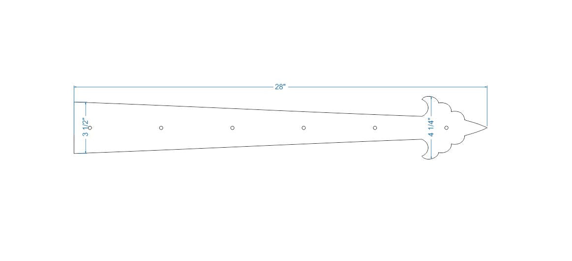 Sangle de charnière en faux fer américain ancien