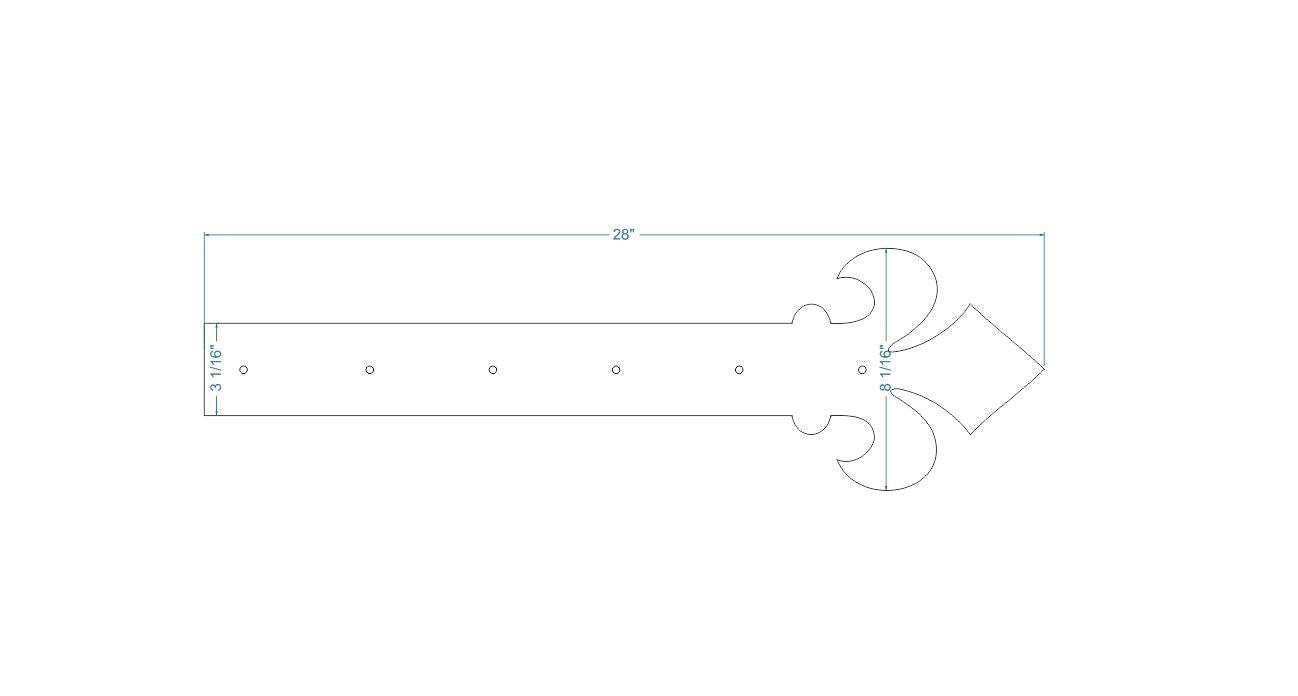 Dunmow Crest Fleur De Lis Iron Faux Bisagra Correa