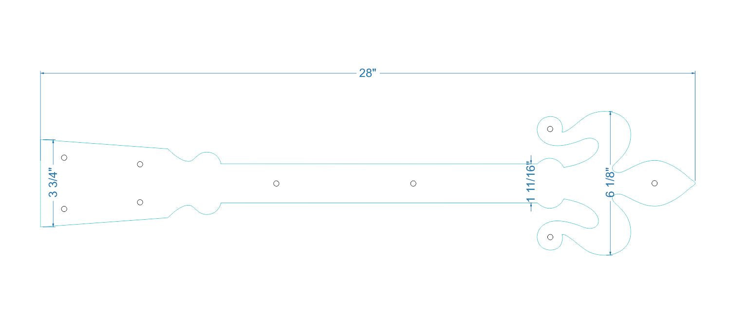 Florence Fleur De Lis Iron Garage Door Dummy Hinge Strap