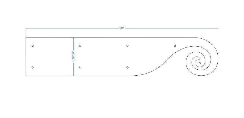 Greek Ionic Iron Garage Door Dummy Hinge Strap