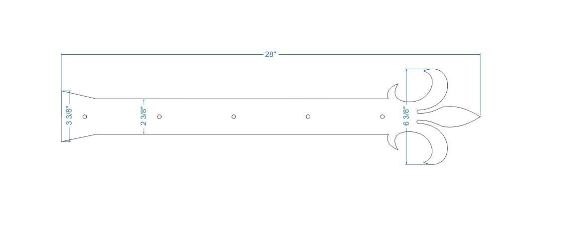 Egyptian Fleur De Lis Iron Garage Door Dummy Hinge Strap