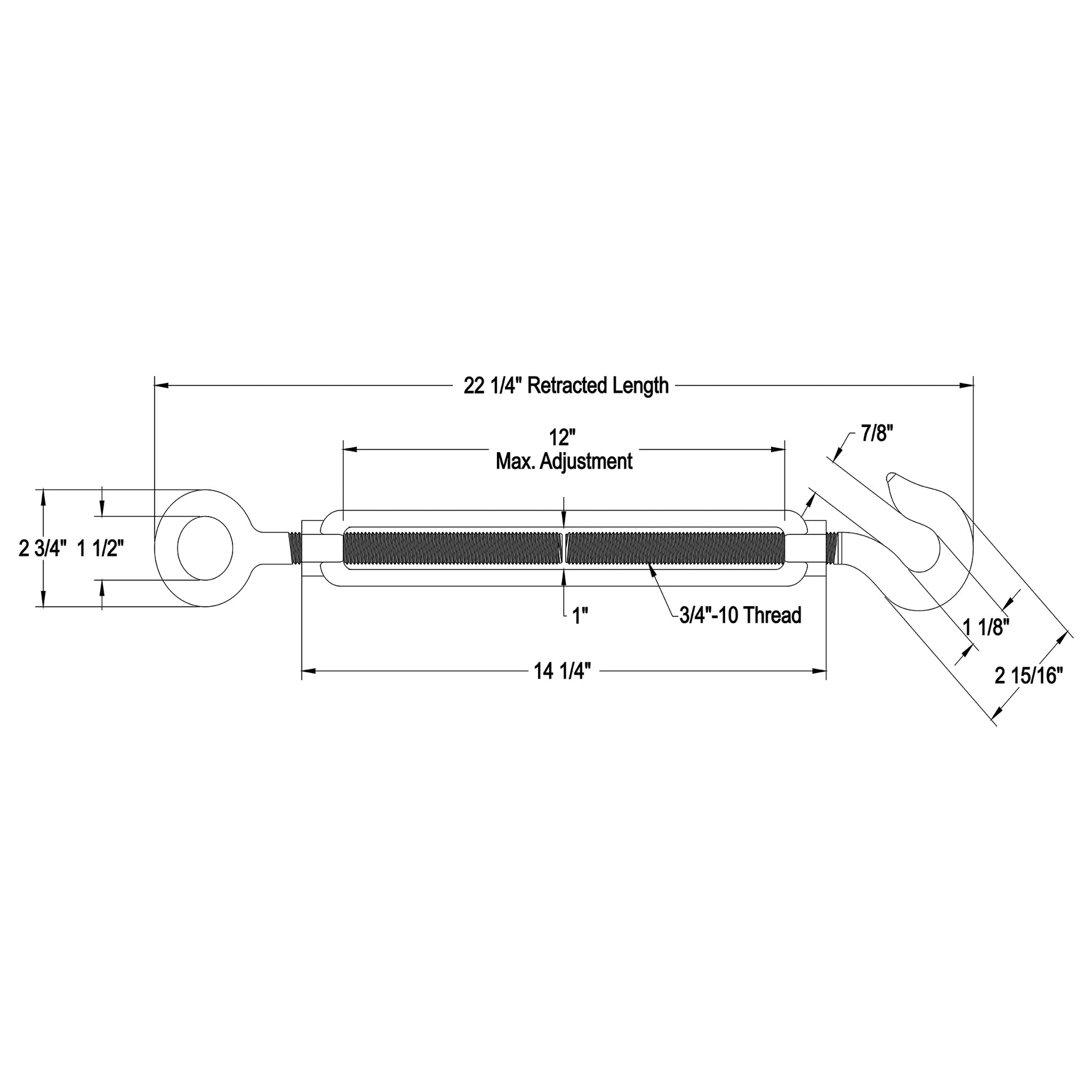 Corps de tendeur 3/4