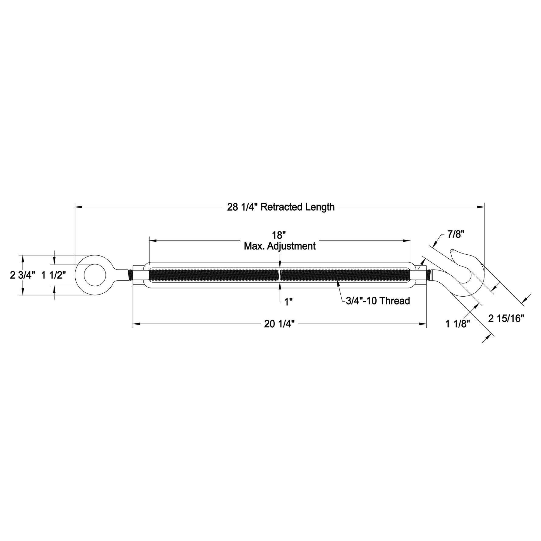 Corps de tendeur 3/4